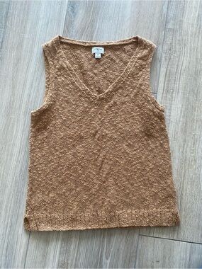 J. Crew XS Camel Knit V-Neck Sweater Vest